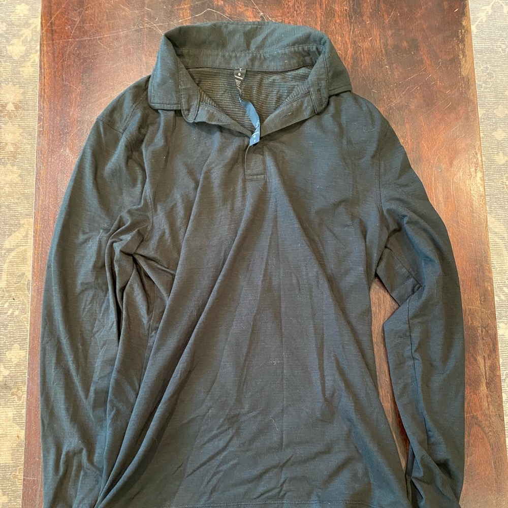Lululemon Athletica Black Polo Long Sleeve Shirt